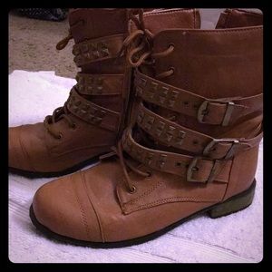 Brown combat boots